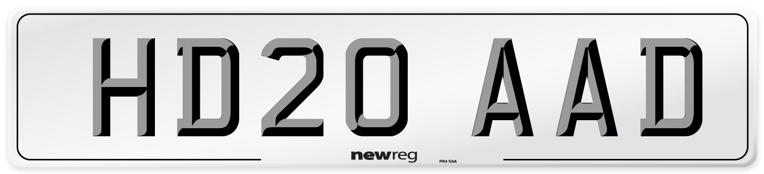 HD20 AAD Number Plate from New Reg